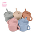 2022 Neuankömmlinge wiederverwendbares BPA Free Eco Friendly Training Nordic Baby Kleinkind Silicon Sippy Cup mit Doppelgriff Deckel und Stroh